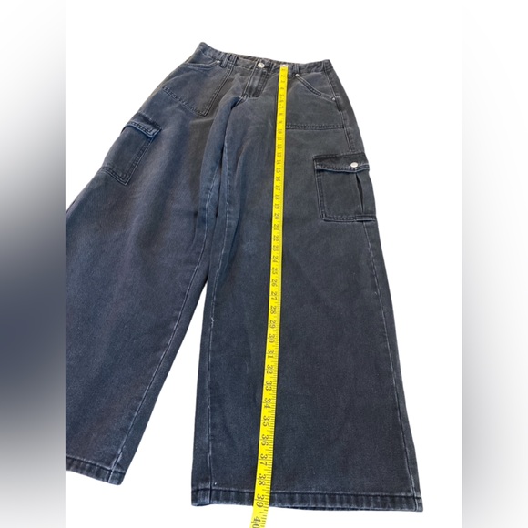 Princess Polly ADRIANNE WIDE LEG CARGO JEANS Black Gray Wash Denim Size 4 - Picture 5 of 10